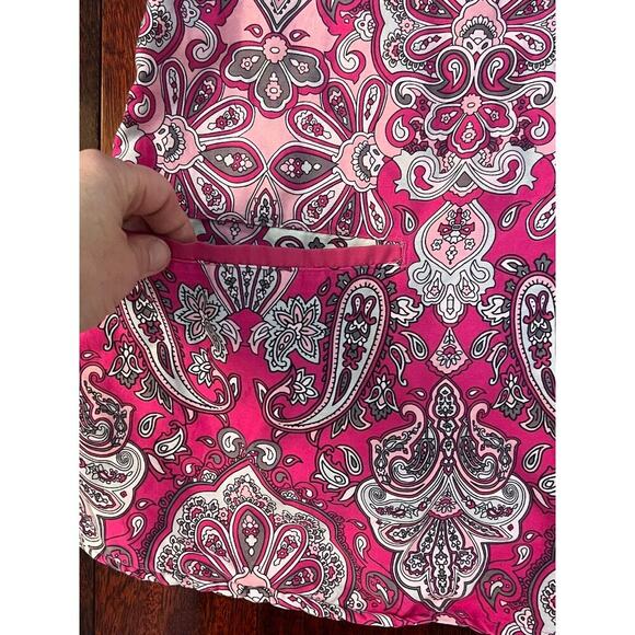 EUC Healing Hands Paisley colorful design scrub top sz medium nurse medical - Picture 3 of 5